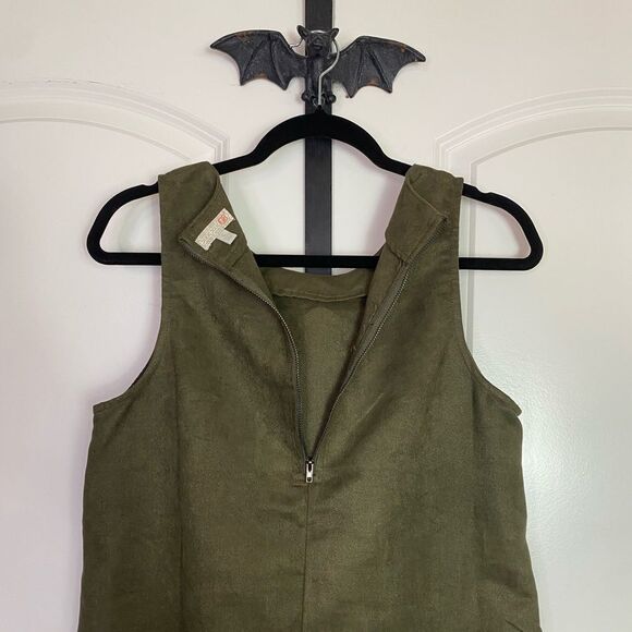 Vintage inspired Cottagecore Olove Green Dress with Easy zipper Pockets size L - Picture 5 of 9